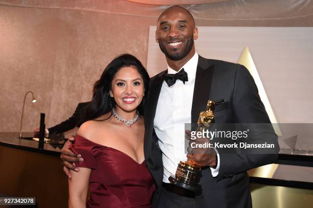 Kobe Bryant and Vanessa Laine Bryant attend the 90th Annual Academy Awards Governors Ball at Hollywood & Highland Center on March 4, 2018 in...
