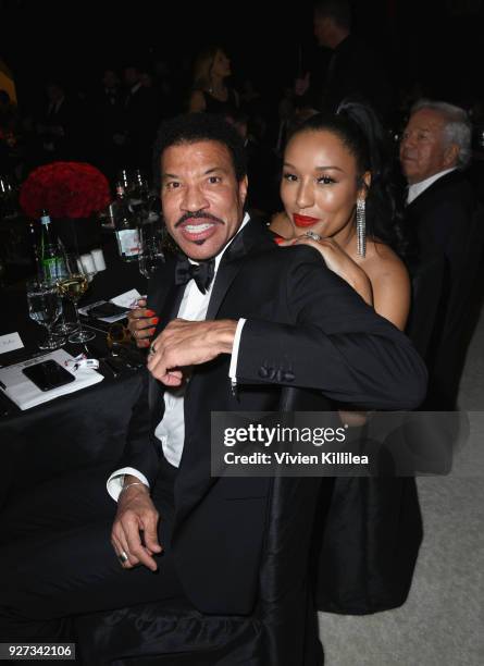 Lionel Richie and Lisa Parigi attend the 26th annual Elton John AIDS Foundation Academy Awards Viewing Party with cocktails by Clase Azul Tequila at...