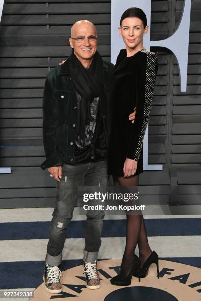Jimmy Iovine and Liberty Ross attend the 2018 Vanity Fair Oscar Party hosted by Radhika Jones at Wallis Annenberg Center for the Performing Arts on...