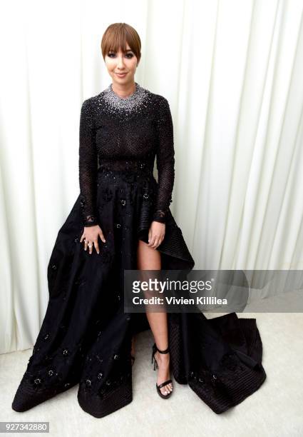 Jackie Cruz attends the 26th annual Elton John AIDS Foundation Academy Awards Viewing Party with cocktails by Clase Azul Tequila at The City of West...