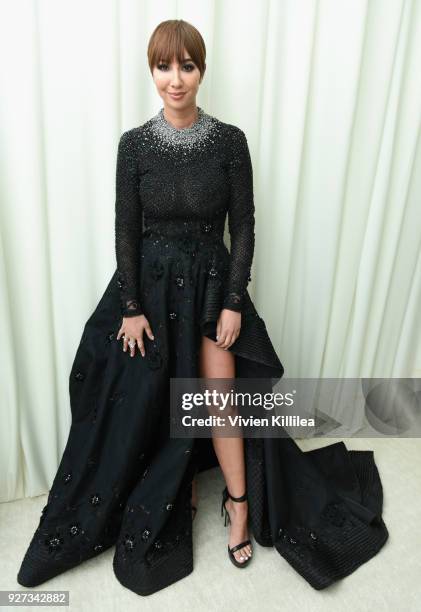 Jackie Cruz attends the 26th annual Elton John AIDS Foundation Academy Awards Viewing Party with cocktails by Clase Azul Tequila at The City of West...