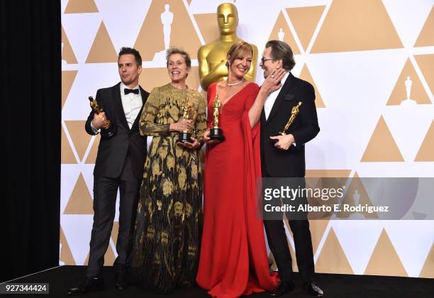 Actor Sam Rockwell, winner of the Best Supporting Actor award for 'Three Billboards Outside Ebbing, Missouri;' actor Frances McDormand, winner of the...