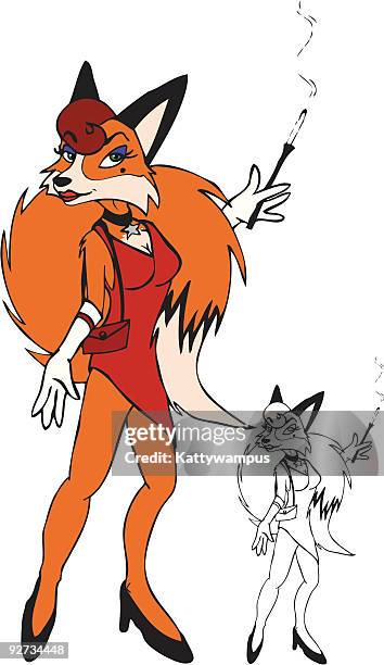 foxy starlet - cigarette holder stock illustrations