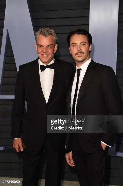 Danny Huston and Jack Huston attend the 2018 Vanity Fair Oscar Party hosted by Radhika Jones at the Wallis Annenberg Center for the Performing Arts...