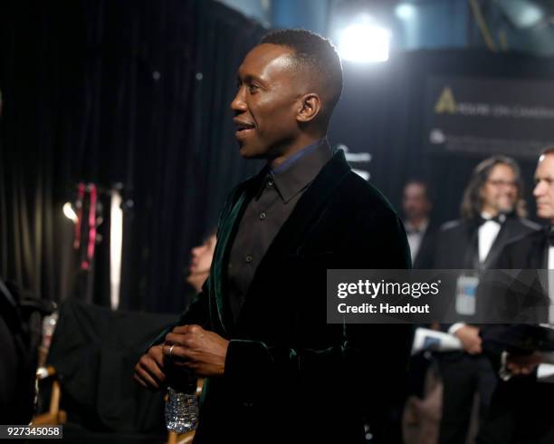 In this handout provided by A.M.P.A.S., actor Mahershala Ali attends the 90th Annual Academy Awards at the Dolby Theatre on March 4, 2018 in...