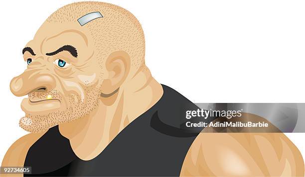 illustrazioni stock, clip art, cartoni animati e icone di tendenza di robusto guy - barba incolta