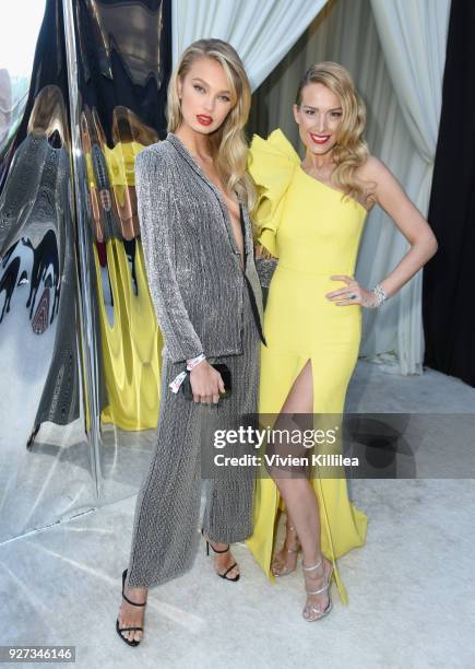 Romee Strijd and Petra Nemcova attend the 26th annual Elton John AIDS Foundation Academy Awards Viewing Party with cocktails by Clase Azul Tequila at...
