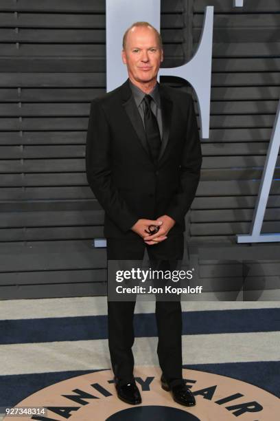 Michael Keaton attends the 2018 Vanity Fair Oscar Party hosted by Radhika Jones at Wallis Annenberg Center for the Performing Arts on March 4, 2018...