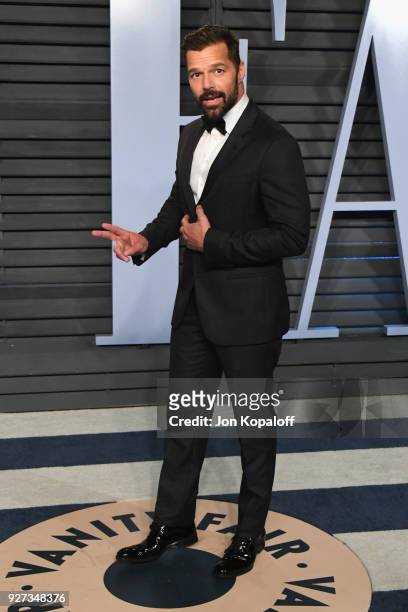 Ricky Martin attends the 2018 Vanity Fair Oscar Party hosted by Radhika Jones at Wallis Annenberg Center for the Performing Arts on March 4, 2018 in...