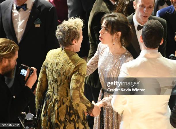 Best Actress winner Frances McDormand and actor Sally Hawkins onstage during the 90th Annual Academy Awards at the Dolby Theatre at Hollywood &...