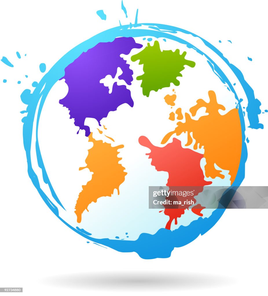 Vector Color Spashed Grunge Globe High-Res Vector Graphic - Getty Images