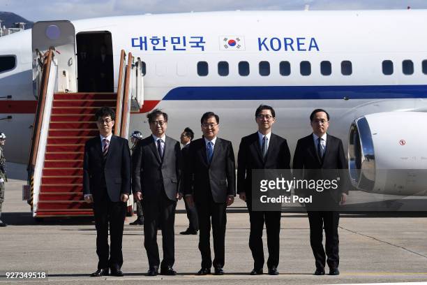Chung Eui-Yong , head of the presidential National Security Office, Suh Hoon , the chief of the South's National Intelligence Service, and other...