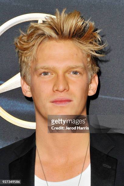 Cody Simpson arrives at Mercedez-Benz USA's Official Awards Viewing Party at Four Seasons Hotel on March 4, 2018 in Beverly Hills, California.