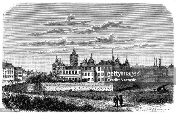 sweden, stockholm, royal castle in 17th century, exterior view - stockholm city stock illustrations