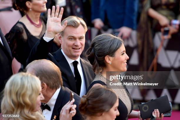 Christopher Nolan and Emma Thomas attend the 90th Annual Academy Awards at Hollywood & Highland Center on March 4, 2018 in Hollywood, California.