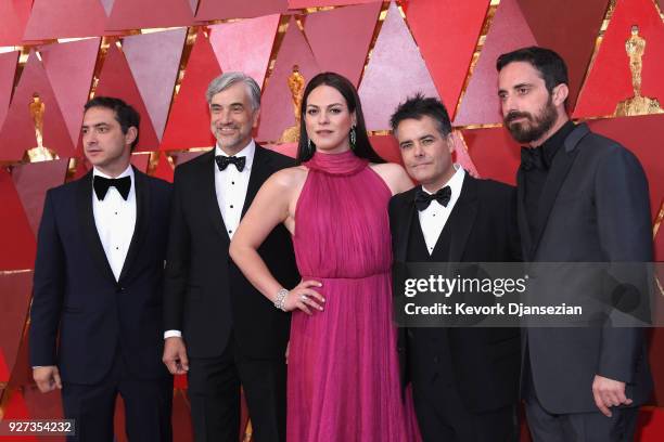 Producer Juan de Dios Larrain, producer Francisco Reyes Morande, actor Daniela Vega, director Sebastian Lelio, and producer Pablo Larrain attend the...