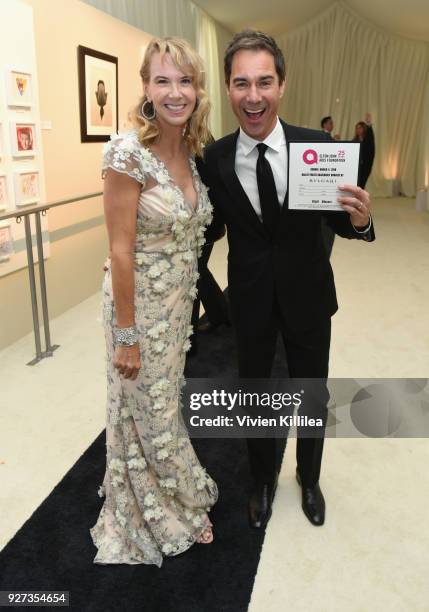 Janet McCormack and Eric McCormick attend the 26th annual Elton John AIDS Foundation Academy Awards Viewing Party with cocktails by Clase Azul...