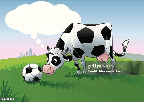 ilustrações, clipart, desenhos animados e ícones de vaca de futebol - funny football cartoons