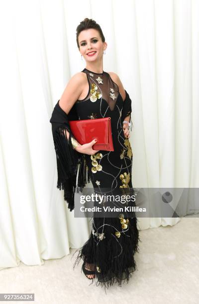 Paula Roman attends the 26th annual Elton John AIDS Foundation Academy Awards Viewing Party with cocktails by Clase Azul Tequila at The City of West...