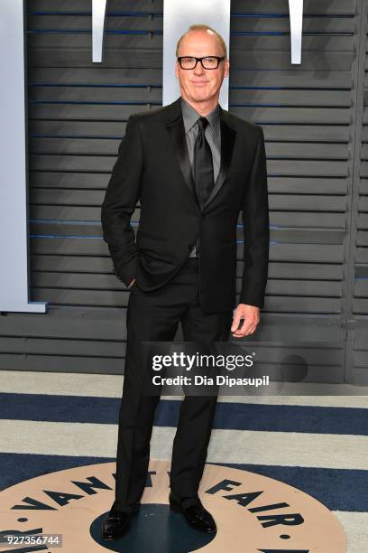 Michael Keaton attends the 2018 Vanity Fair Oscar Party hosted by Radhika Jones at Wallis Annenberg Center for the Performing Arts on March 4, 2018...