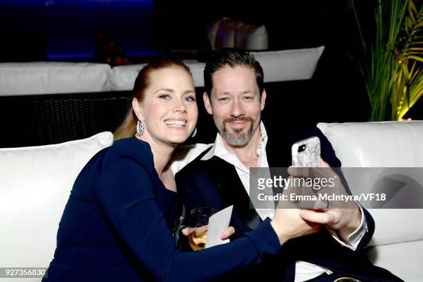 Amy Adams and Darren Le Gallo attend the 2018 Vanity Fair Oscar Party hosted by Radhika Jones at Wallis Annenberg Center for the Performing Arts on...