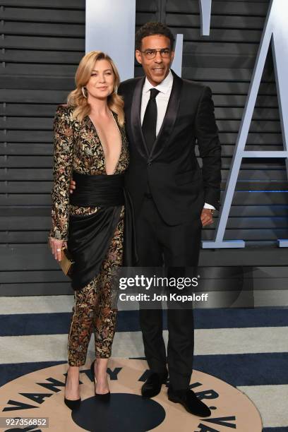 Ellen Pompeo and Chris Ivery attend the 2018 Vanity Fair Oscar Party hosted by Radhika Jones at Wallis Annenberg Center for the Performing Arts on...