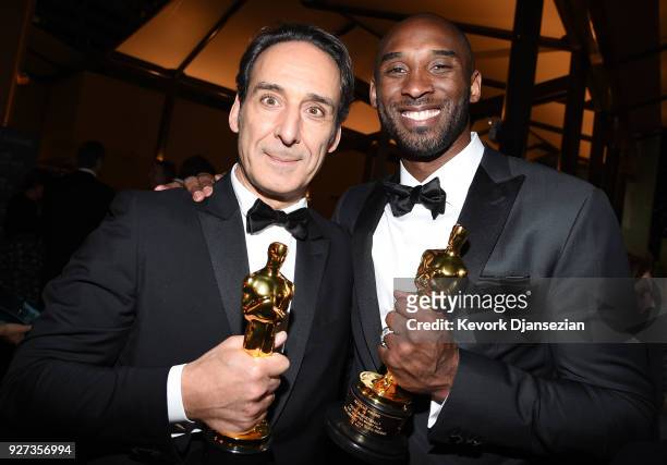 Academy Award Winner for Best Music , Alexandre Desplat, and Academy Award Winner for Best Short Film , Kobe Bryant, attend the 90th Annual Academy...