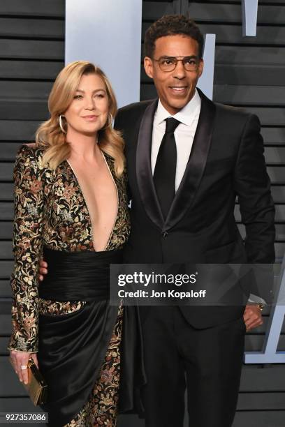 Ellen Pompeo and Chris Ivery attend the 2018 Vanity Fair Oscar Party hosted by Radhika Jones at Wallis Annenberg Center for the Performing Arts on...