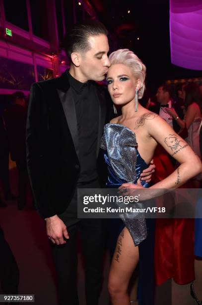 Easy and Halsey attend the 2018 Vanity Fair Oscar Party hosted by Radhika Jones at Wallis Annenberg Center for the Performing Arts on March 4, 2018...