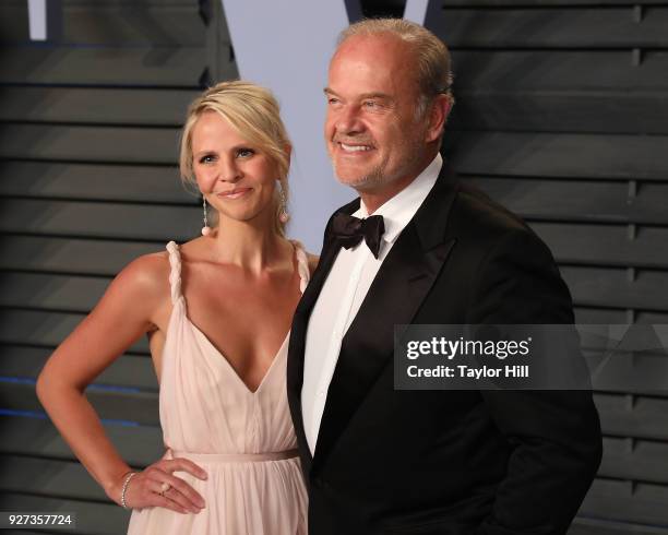 Kayte Walsh and Kelsey Grammer attend the 2018 Vanity Fair Oscar Party following the 90th Academy Awards at The Wallis Annenberg Center for the...