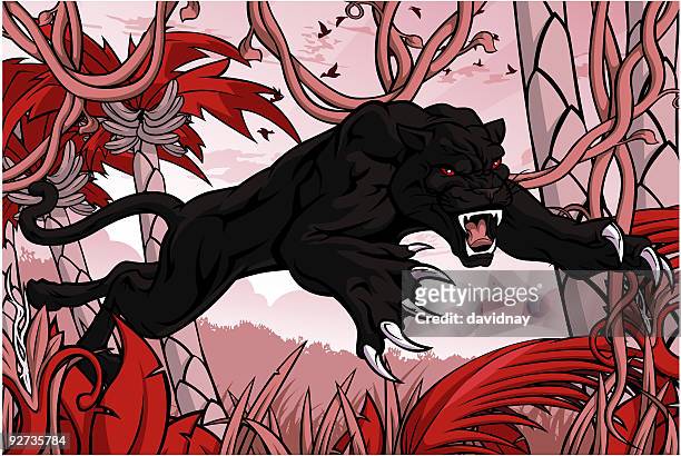 panther attack - big cat stock illustrations