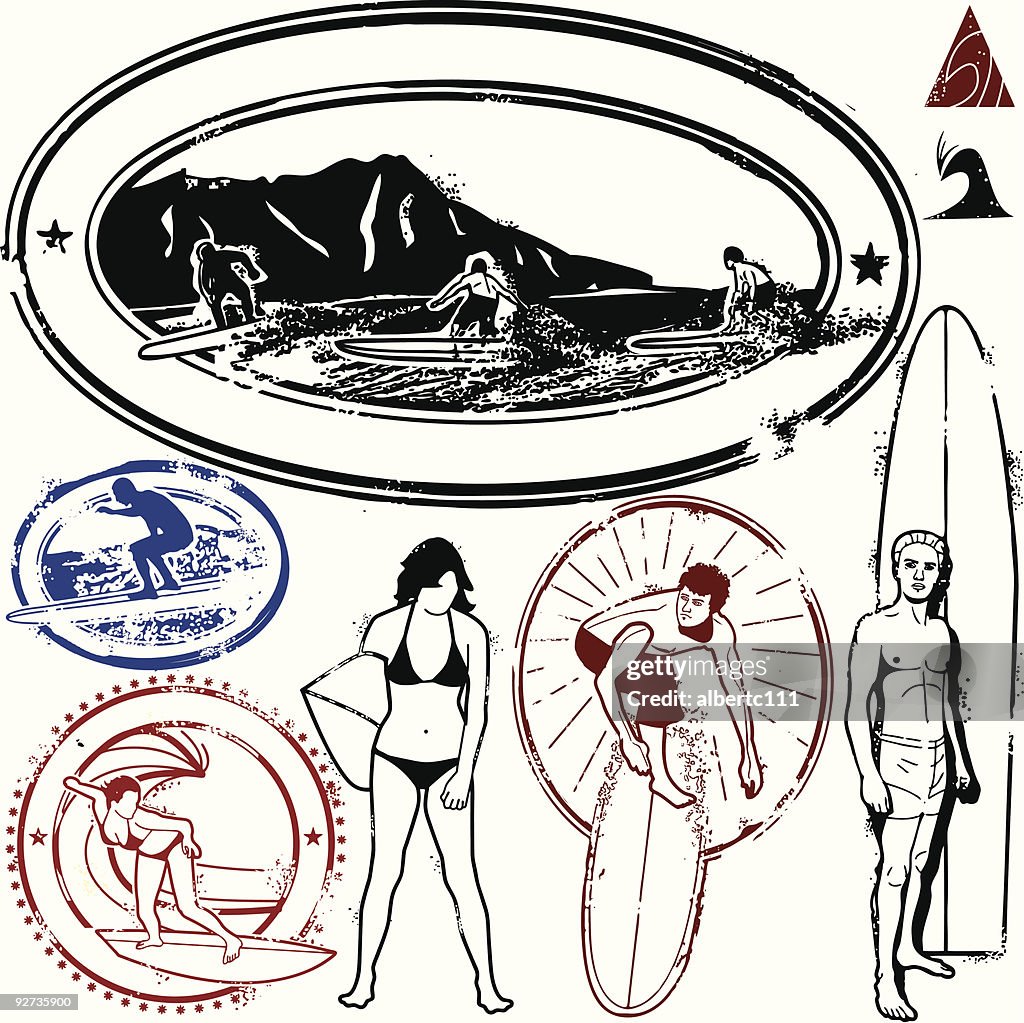Totally Gnarly Surf Stamps