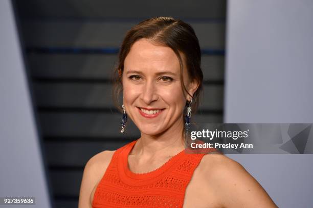 Anne Wojcicki attends the 2018 Vanity Fair Oscar Party Hosted By Radhika Jones - Arrivals at Wallis Annenberg Center for the Performing Arts on March...