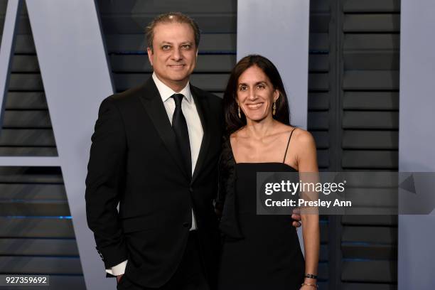 Preet Bharara and Dalya Bharara attends the 2018 Vanity Fair Oscar Party Hosted By Radhika Jones - Arrivals at Wallis Annenberg Center for the...