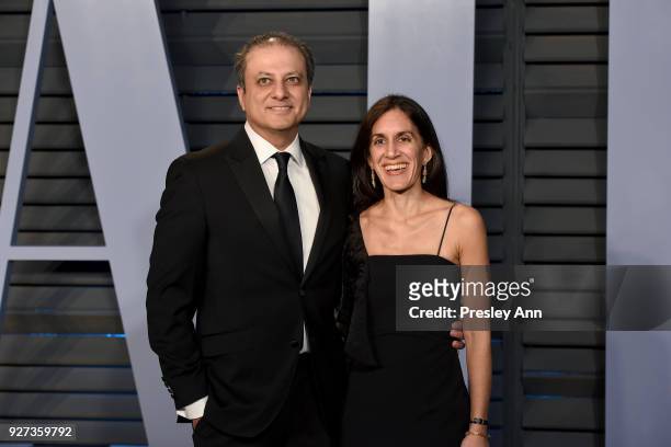 Preet Bharara and Dalya Bharara attends the 2018 Vanity Fair Oscar Party Hosted By Radhika Jones - Arrivals at Wallis Annenberg Center for the...