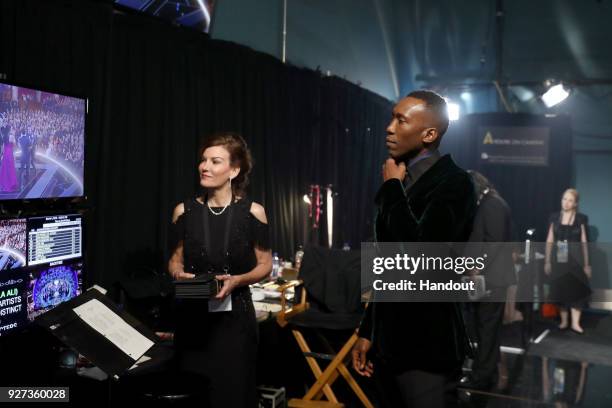 In this handout provided by A.M.P.A.S., actor Mahershala Ali attends the 90th Annual Academy Awards at the Dolby Theatre on March 4, 2018 in...