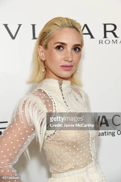Megan Pormer attends the 26th annual Elton John AIDS Foundation Academy Awards Viewing Party sponsored by Bulgari, celebrating EJAF and the 90th...