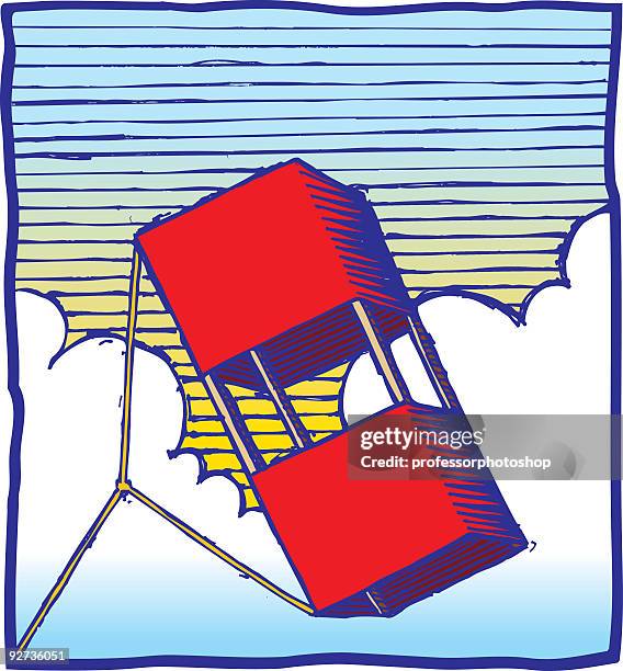 woodcut box kite - box kite stock illustrations