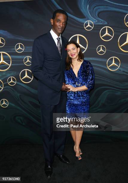 Former NBA Player Ralph Sampson and his his fiancée Patrice Ablack attend Mercedez-Benz USA's official Awards viewing party at The Four Seasons Hotel...
