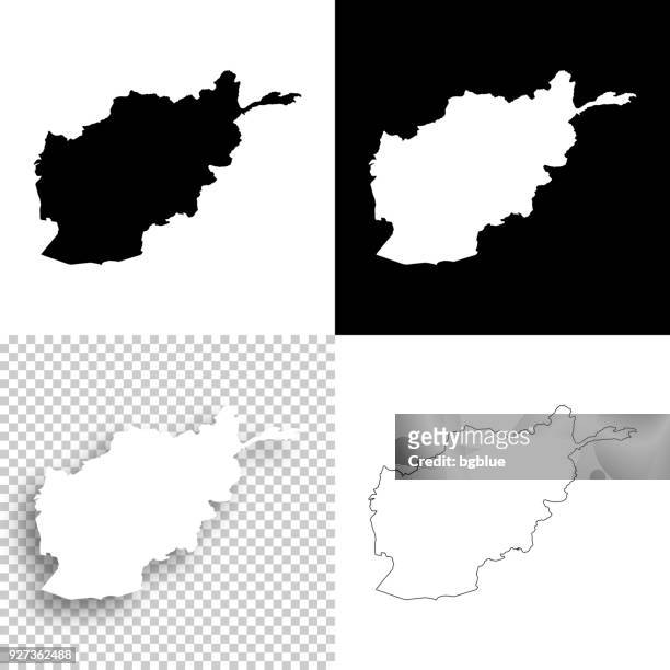 afghanistan maps for design - blank, white and black backgrounds - afghanistan stock illustrations