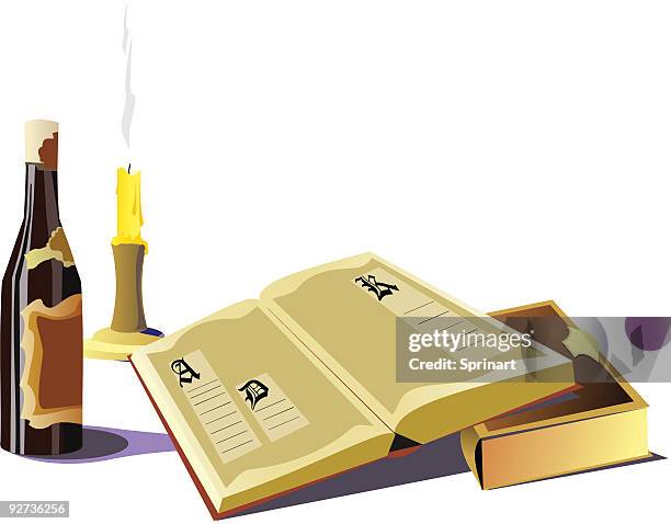 book - opening wine bottle stock illustrations