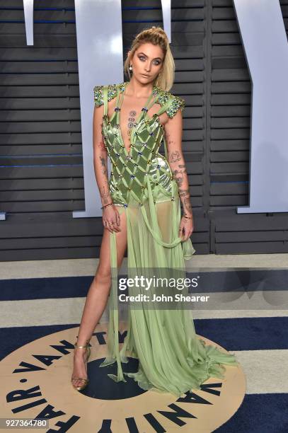 Actress Paris Jackson attends the 2018 Vanity Fair Oscar Party hosted by Radhika Jones at Wallis Annenberg Center for the Performing Arts on March 4,...