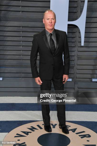 Michael Keaton attends the 2018 Vanity Fair Oscar Party hosted by Radhika Jones at Wallis Annenberg Center for the Performing Arts on March 4, 2018...