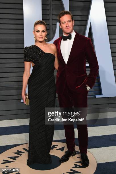 Elizabeth Chambers and Armie Hammer attend the 2018 Vanity Fair Oscar Party hosted by Radhika Jones at Wallis Annenberg Center for the Performing...