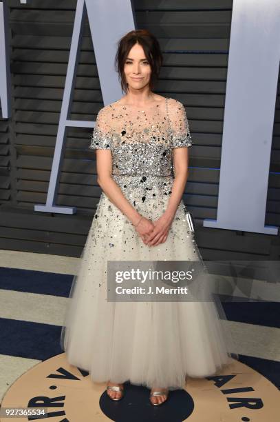 Actress Abigail Spencer attends the 2018 Vanity Fair Oscar Party hosted by Radhika Jones at the Wallis Annenberg Center for the Performing Arts on...