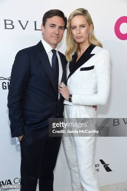 Archie Drury and Karolina Kurkova attend the 26th annual Elton John AIDS Foundation Academy Awards Viewing Party sponsored by Bulgari, celebrating...