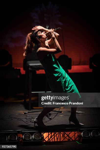 Levante performs on stage at Teadro Dal Verme on March 4, 2018 in Milan, Italy.