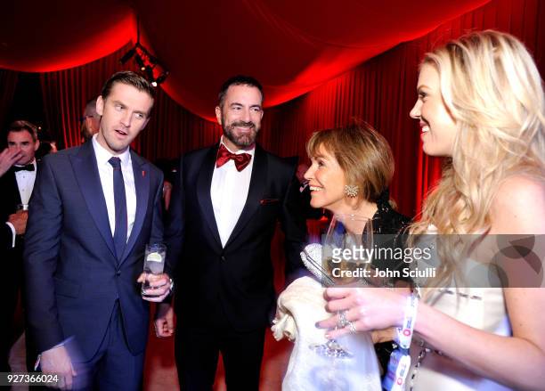 Dan Stevens, Michael Maccari, Barbara Gallagher, and Tyler Ellis attend the 26th annual Elton John AIDS Foundation Academy Awards Viewing Party at...
