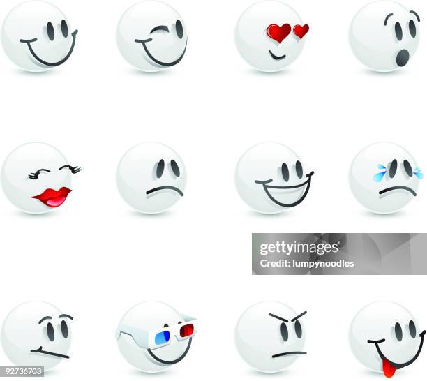 white glass emoticons - 3d glasses stock illustrations