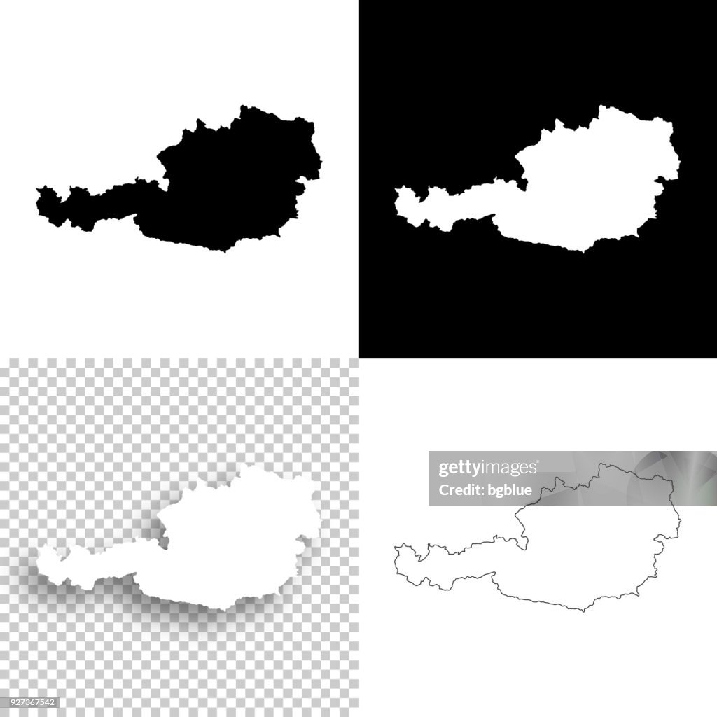 Austria maps for design - Blank, white and black backgrounds